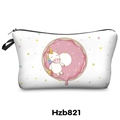 Detalle de neceser blanco con estampado de unicornio, cremallera negra y correa lateral - Unicornio Donut Blanco (hzb821)