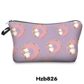 Detail of purple unicorn cosmetic bag featuring a donut print and black handle - Purple Donut Unicorn (hzb826)