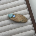 Brown plaid hair clip with green heart and rainbow rhinestone accent for women - Yellow Ellipse Hair Clip