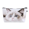 Trousse de maquillage chat Ragdoll avec impression 3D et fermeture éclair solide - Motif Chat Ragdoll (hzb781)