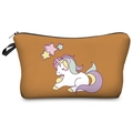Detail of unicorn digital print on caramel makeup bag with zipper and strap - Caramel Three Stars Unicorn (hzb812)
