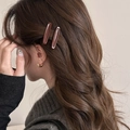 Elegant dark brown resin hair clips set styled on long wavy hair for women - Depressed Design (single)