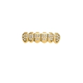 Hip hop 18K gold plated teeth grillz set with shiny white zircon diamonds for rappers - Gold Bottom Grill (46 Diamonds)