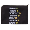Dettaglio della trousse in tela nera con stampe dei giorni della settimana ed emoji - Stile Umore della Settimana (fxhzb708)