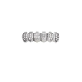 Hip hop silver color six teeth grillz with iced out sparkling diamonds for rap fans - Silver Bottom Grill (46 Diamonds)