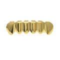 Polished six-tooth golden hip hop grills with canine teeth design and shiny metallic finish - Gold Bottom Grill (Smooth)