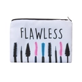 Detail der Flawless-Kosmetiktasche aus Canvas mit Mascara-Bürsten-Print und Reißverschluss - Flawless Buchstaben Mascara Pinsel Stil (fxhzb736)
