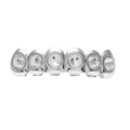 Hip hop silver 6-teeth grillz with pavé set white crystals in iced out rap style - Silver Large Round Diamond Top Grill