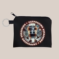 Schwarze Canvas-Geldbörse mit Cappuccino Assassino-Print und Metall-Schlüsselring - Ninja Kaffeetasse Stil (Cappuccino Assassino) / Schwarz