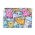 Detail van 3D-cartoon kattenprint stof en de metalen ritssluiting op de cosmetische tas - Cartoon Kat Patroon (fxhzb743)