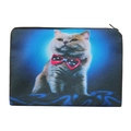 Close-up of 3D cat print makeup bag with smooth metal zipper and canvas fabric texture - Bow Cat Print (fxhzb750)