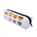 Detailansicht der Oxford-Stoff Make-up Tasche mit schwarzem Metallreißverschluss und Emojis - Emoji Signal Druck (Bd803)