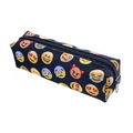 Close-up of durable oxford fabric with colorful emoji print and silver zipper detail - Emoji Expression Print (Bd801)