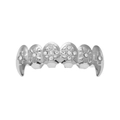 Hip hop silver plated teeth grills featuring cross relief and sparkling rhinestones - Silver Top Grill (Cross Design)
