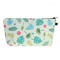 Detalle del patrón de plantas tropicales en bolsa de cosméticos de lona verde menta - Estampado Tropical Verde Claro