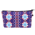 Detail of geometric ethnic print on canvas makeup bag with black zipper closure - Ethnic Geometric Purple (hzb862)