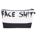 Minimalistische schwarz-weiße Kosmetiktasche mit Buchstaben-Druck und Reißverschluss - Schwarz-Weiß-Buchstabendruck-Stil (hzb876)