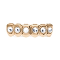 Hip hop gold plated teeth grills set with six round sparkling clear diamonds decoration - Rose Gold Large Round Diamond Bottom Grill