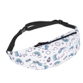 Détail d'un sac banane licorne avec sangle réglable et fermeture par boucle en plastique noir - Style Imprimé Licorne Arc-en-ciel (yab907)