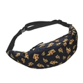 Detailansicht der schwarzen Gürteltasche mit kreativem Pizza- und Blitz-Digitaldruck - Pizza Druck Stil (yab911)