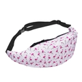 Détail de la sangle en nylon noir réglable et de la boucle en plastique du sac banane - Motif Flamant Rose (yab912)