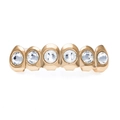 Hip hop gold plated six teeth grills with sparkling diamond accents for a bold look - Rose Gold Large Round Diamond Top Grill