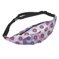 Dettaglio della stampa colorata con ciambelle e cinturino regolabile in nylon nero con fibbia - Stile Motivo Donut Blu Viola Olografico (yab916)