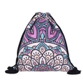 Mandala print drawstring backpack with purple and blue floral patterns on white background - Pink Purple Mandala (skd27122)