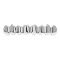 Grillz hip hop argenté huit dents avec une finition miroir hautement polie - Dents Supérieures en Argent (8 Dents)