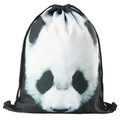 Detailansicht des Panda-Rucksacks aus Polyester mit Kordelzug und realistischem Druck - Panda-Druck-Stil (SKD27043)