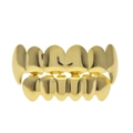 Set de grillz hip hop vampire en plaqué or poli pour dents supérieures et inférieures - Ensemble Or (Croc de Loup)