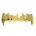 Grillz hip hop plaqués or polis avec 6 dents et canines pointues pour un style audacieux - Dents Supérieures en Or (Croc de Loup)