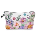Detail van make-uptas met aquarelbloemen en een duurzame zwarte ritssluiting voor vrouwen - Aquarel Bloemenpatroon (hzb906)