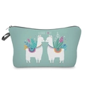 Mint green alpaca printed makeup bag with tropical leaf pattern and Llama Love text - Alpaca Print (hzb925)