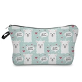 Blue Llama print cosmetic bag with No Drama Llama text and black zipper closure - Dumpling Zipper Bag (hzb922) / Light Blue Llama Print