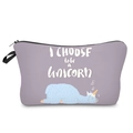 Purple digital print travel makeup bag with unicorn alpaca design and zipper closure - Lilac Sleeping Llamacorn (hzb929)