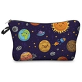Cosmetic bag with cute cartoon space prints and purple fabric with a side handle - Cartoon Space Pattern (hzb867)