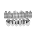 Set de grillz hip hop argenté avec haut glacé et bas poli pour un look urbain - Ensemble Argent (Grille Haut + Lisse Bas)