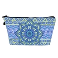 Borsa trucchi mandala con motivo a loto e dettagli geometrici blu-verdi per i viaggi - Stampa Mandala (hzb889)