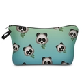 Neceser de maquillaje con patrón de panda sobre fondo verde degradado y correa de mano - Patrón de Panda de Dibujos Animados (hzb899)