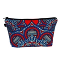 Neceser de mandala con patrones geométricos rojos y azules y cierre de cremallera - Estilo de Estampado Mandala (hzb890)