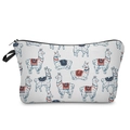 Detailaufnahme einer weißen Segeltuch-Reisetasche mit buntem Alpakadruck und blauem Reißverschluss - Vollständiger Alpaka-Druck (hzb934)