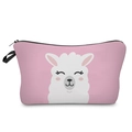 Detailed view of the pink alpaca makeup bag featuring durable fabric and black zipper - Pink Blushing Llama (hzb933)