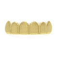 Grillz hip hop plaqués or pour six dents avec une surface à texture maillée - Dents Supérieures en Or (Style Grille)