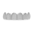Grills dentaires hip hop argentés avec finition Diamond Dust et design à six dents - Dents Supérieures en Argent (Style Grille)
