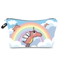 Detail of waterproof cosmetic bag with blue dinosaur print and durable black zipper handle - Dinosaur Print (hzb947)