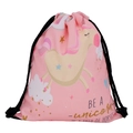 Pink drawstring backpack featuring colorful unicorn print and motivational quote - Pink Unicorn (skd29049)