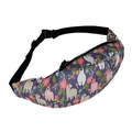 Outdoor waist bag featuring purple alpaca and floral print with adjustable strap - Purple Alpaca Floral (yab952)