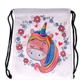 Sac à dos à cordon blanc avec motif licorne de dessin animé colorée et arc-en-ciel - Imprimé Licorne (skd29039)