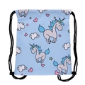Light blue drawstring backpack with colorful cartoon unicorn and star patterns - Light Blue Unicorn Print (SKD29046)